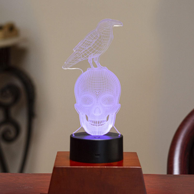 "Raven on Skull" 3D Decorative Sign LED Light