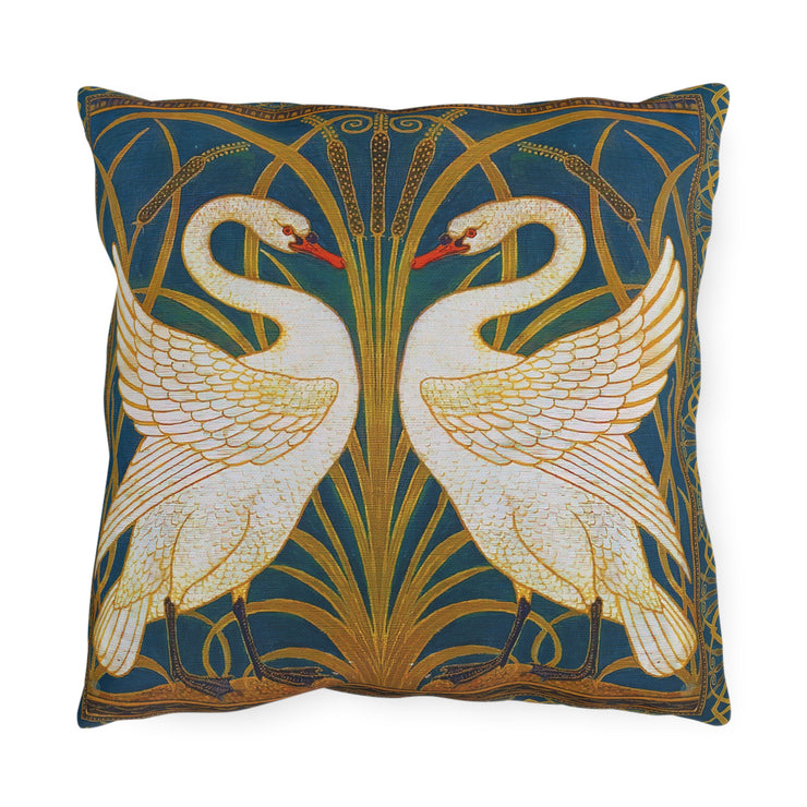 "Swan, Rush and Iris" Outdoor Throw Pillows