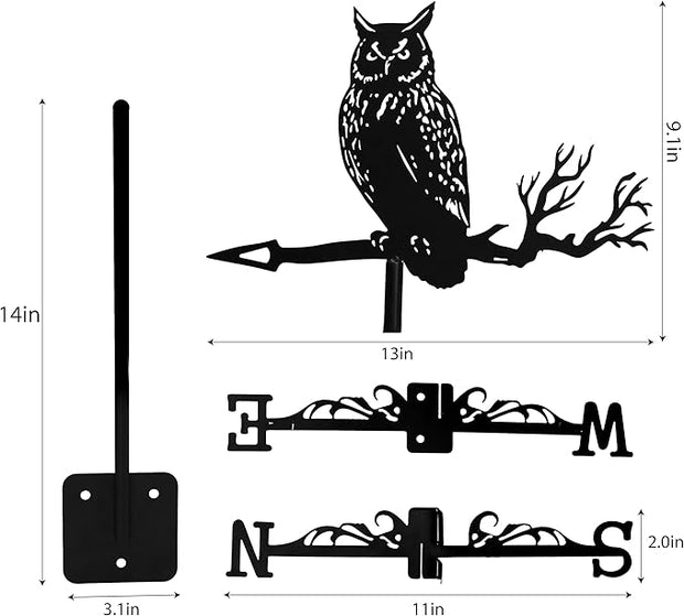 Black Cast Iron Weathervane - Owl