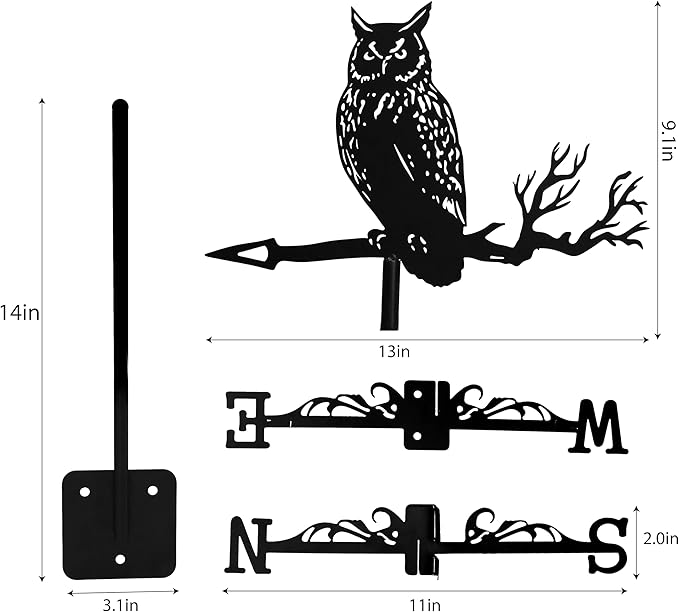 Black Cast Iron Weathervane - Owl