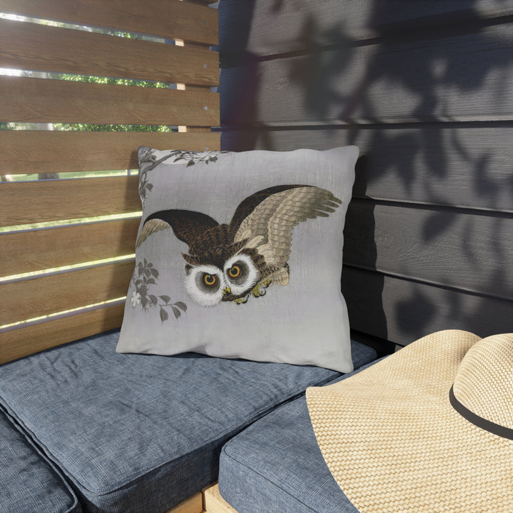 "Scops Owl in Flight" Outdoor Throw Pillows