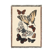 Butterfly Illustration 100% Cotton Woven Throw Blanket