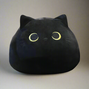Adorable Squishy Black Cat Plush Toy - Soft and Fuzzy Huggable Toy for Children or Adults - High-Quality Polyester with Embroidered Accents - Perfect Cuddly Companion