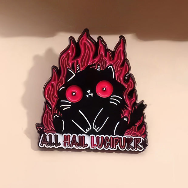 "All Hail Lucipurr" Demon Cat Enamel Lapel Pin