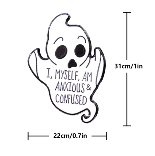 "Anxious & Confused" Ghost Enamel Lapel Pin