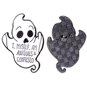 "Anxious & Confused" Ghost Enamel Lapel Pin