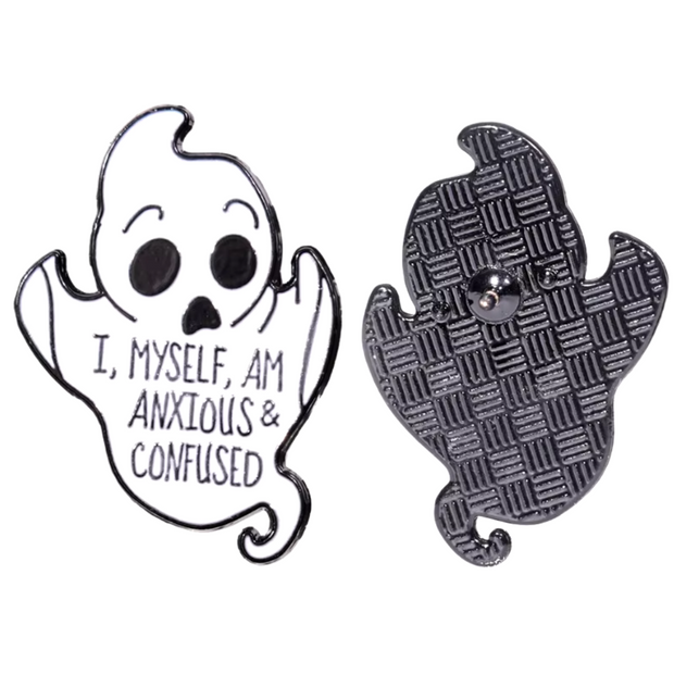 "Anxious & Confused" Ghost Enamel Lapel Pin