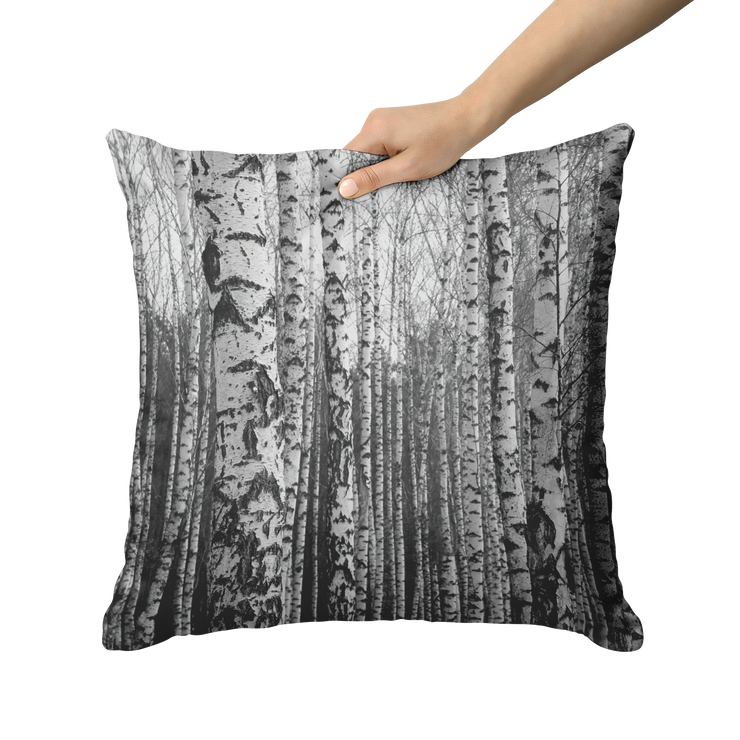 "Birch Trees in Winter" Throw Pillow