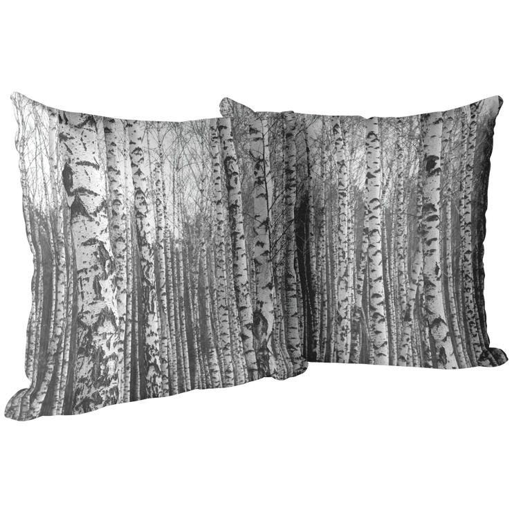 "Birch Trees in Winter" Throw Pillow