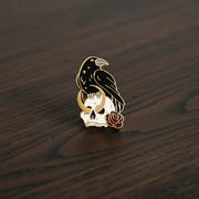Black Crow Vanitas Enamel Lapel Pin