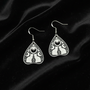Ouija Planchette Silver Enamel Earrings