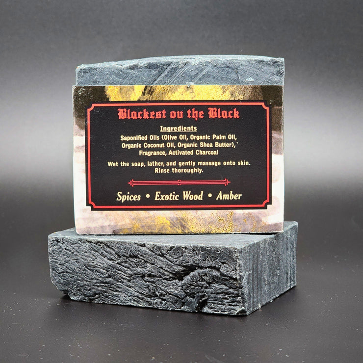 Blackest ov the Black Handmade Vegan Bar Soap Spices Exotic Wood Amber Unisex Scent Activated Charcoal Soap