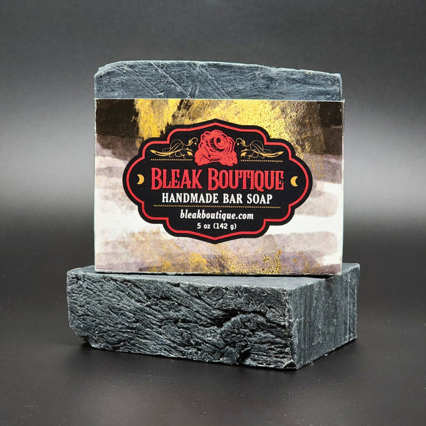 Blackest ov the Black Handmade Vegan Bar Soap Spices Exotic Wood Amber Unisex Scent Activated Charcoal Soap