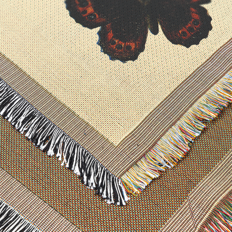 Butterfly Illustration 100% Cotton Woven Throw Blanket