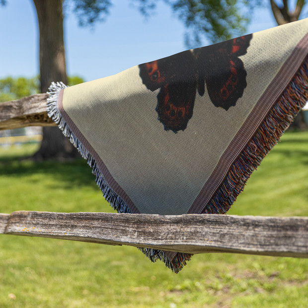 Butterfly Illustration 100% Cotton Woven Throw Blanket