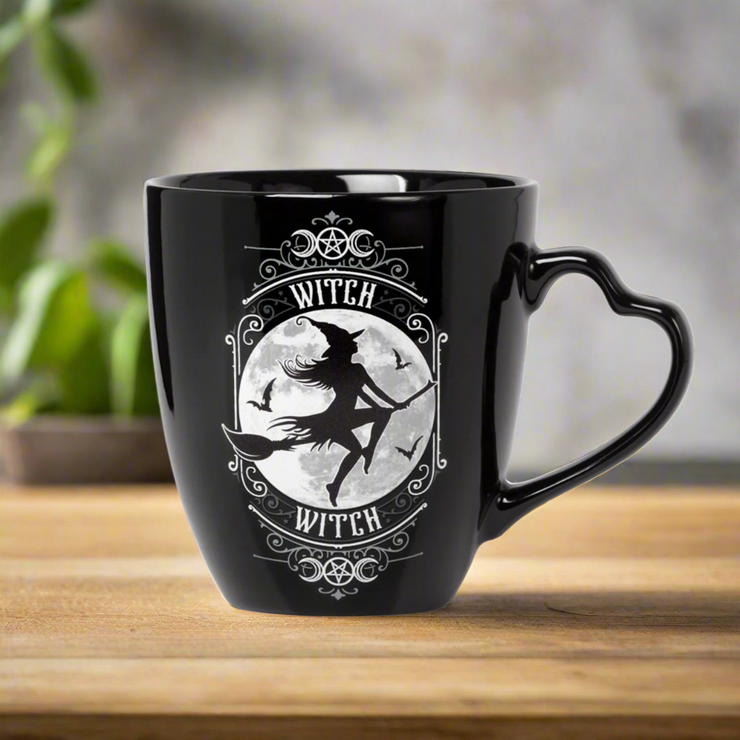 Flying Witch 12 oz Ceramic Mug by Alchemy Gothic