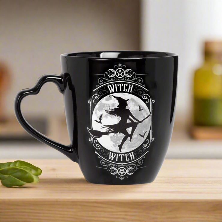Flying Witch 12 oz Ceramic Mug by Alchemy Gothic