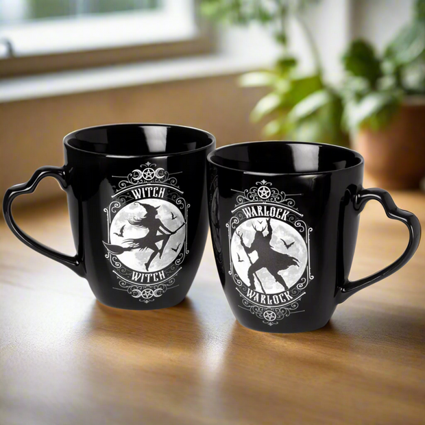 Witch & Warlock 12 oz Ceramic Mug Set by Alchemy Gothic