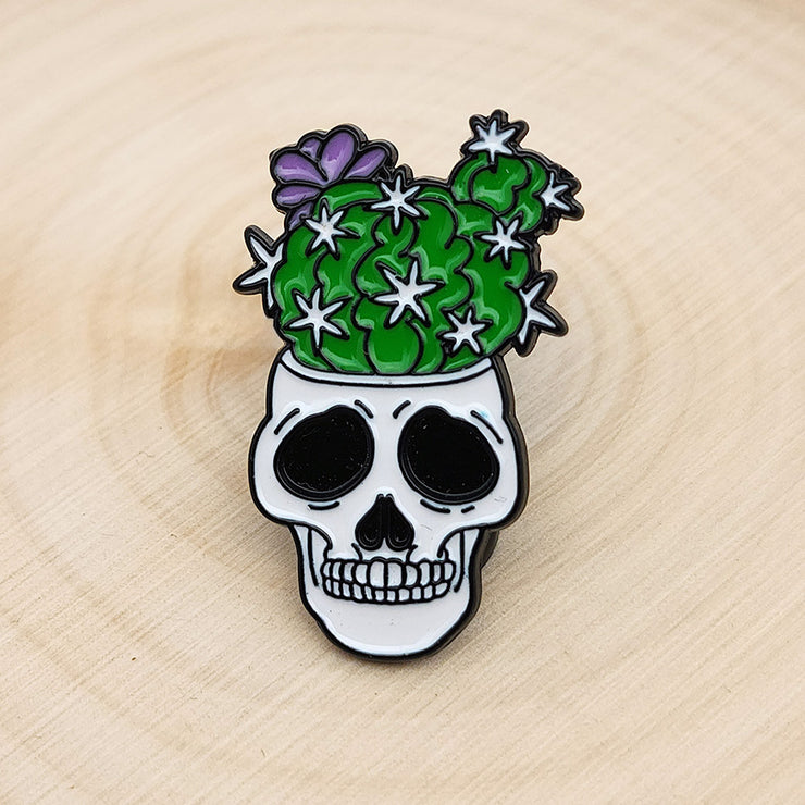 Cactus Skull Enamel Lapel Pin