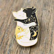 Hugging Cats Enamel Lapel Pin