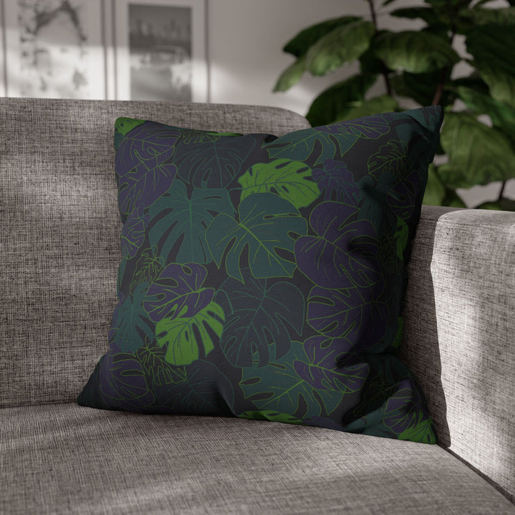 "Dark Monstera" Throw Pillow