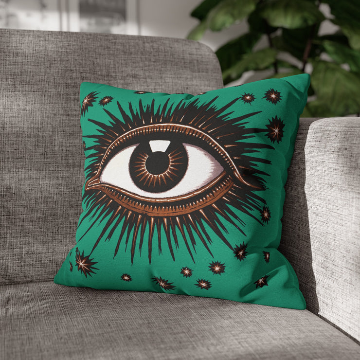 Cojín Art Déco "El ojo que todo lo ve" - ​​Verde azulado