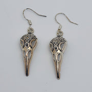 Corvid Calvarium Antiqued Silver Plated Earrings