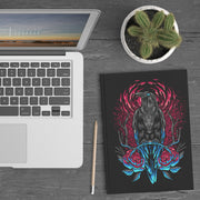Hardcover writing journal featuring a gothic-themed design. With a durable 5.75” x 8” (14.6 cm x 20.3 cm) premium hardcover and soft-touch matte laminate finish, this notebook merges elegance and functionality. It contains 75 perforated lined pages (150 writing surfaces), ideal for creative writing, note-taking, or sketching. Perfect for lovers of unique stationery and gothic aesthetics, this journal showcases timeless style and practicality in one.