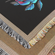 Crow and Flowers 100% Cotton Woven Throw Blanket