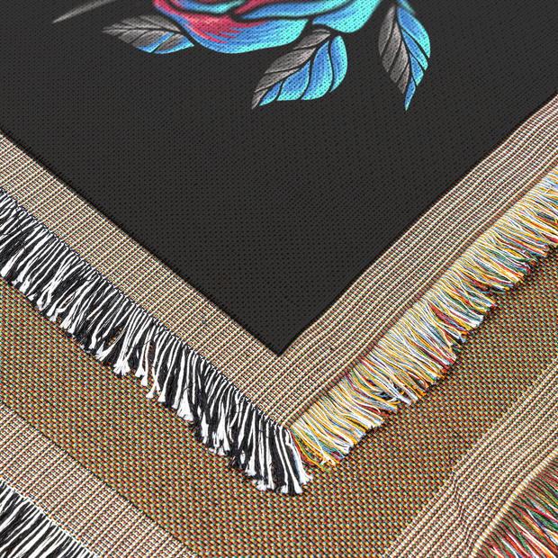 Crow and Flowers 100% Cotton Woven Throw Blanket