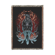 Crow and Flowers 100% Cotton Woven Throw Blanket