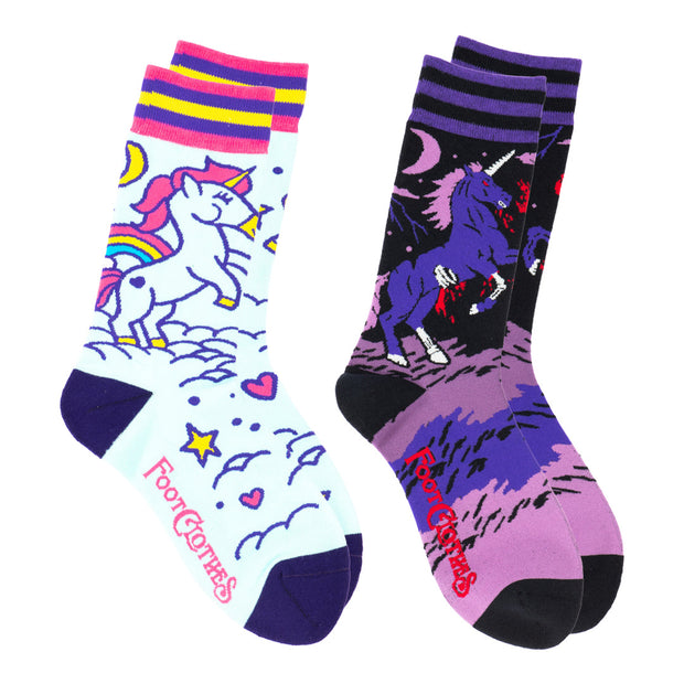 Cute vs Evil Unicorns Crew Sock Pack | 2 Designs