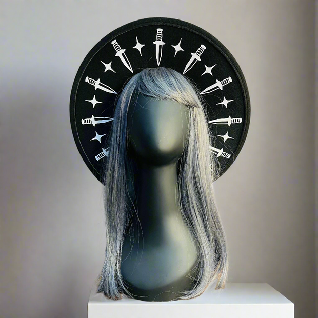 Dagger Halo Wide Brim Vegan Felt Flat Top Hat