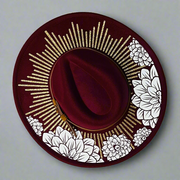 Dahlia Burst Wide Brim Wine Red Vegan Felt Hat