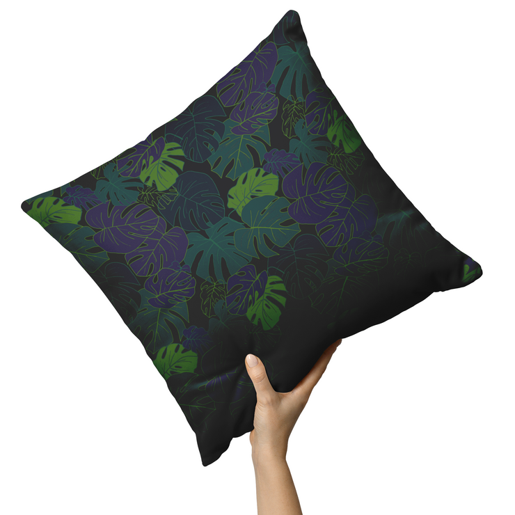 "Dark Monstera" Throw Pillow