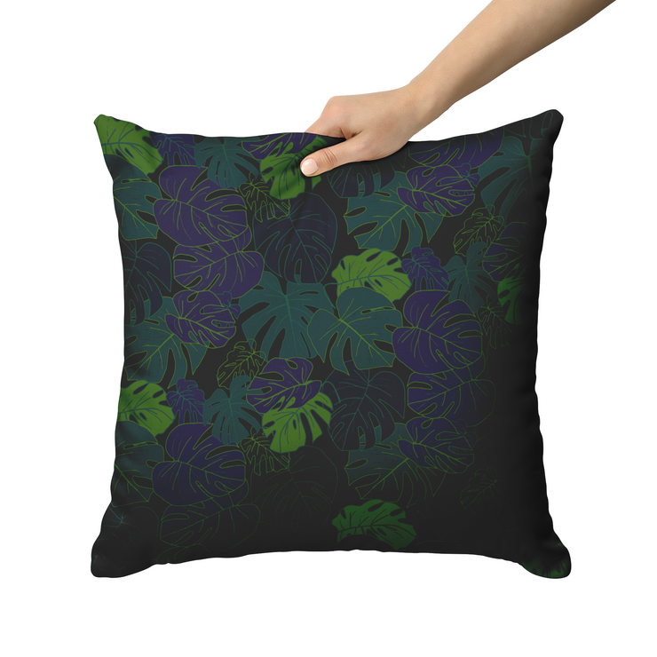 "Dark Monstera" Throw Pillow