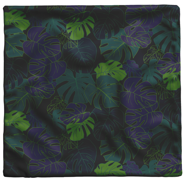 "Dark Monstera" Throw Pillow