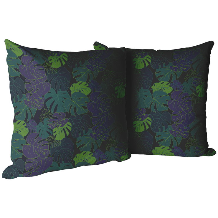 "Dark Monstera" Throw Pillow