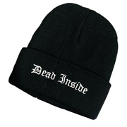 "Dead Inside" Black Knit Beanie