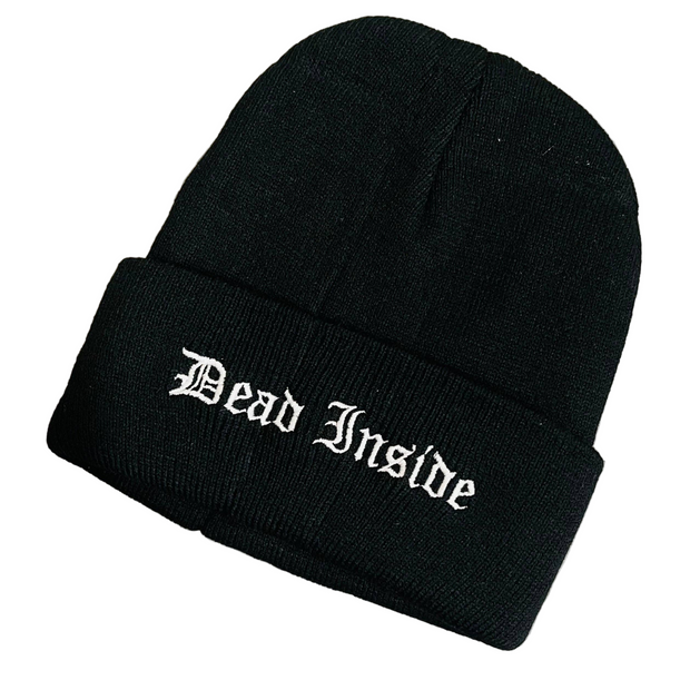 "Dead Inside" Black Knit Beanie