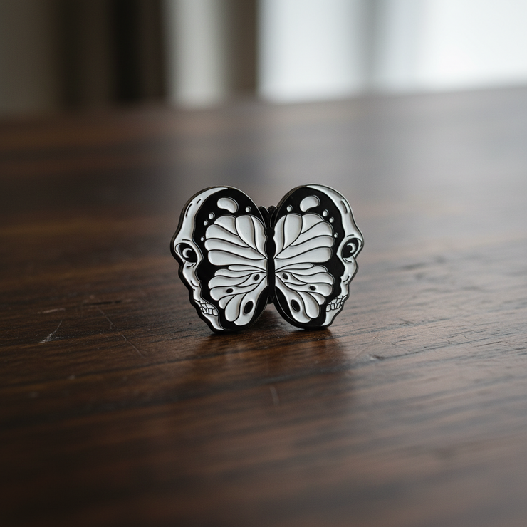 Death Transformation Butterfly Enamel Lapel Pin