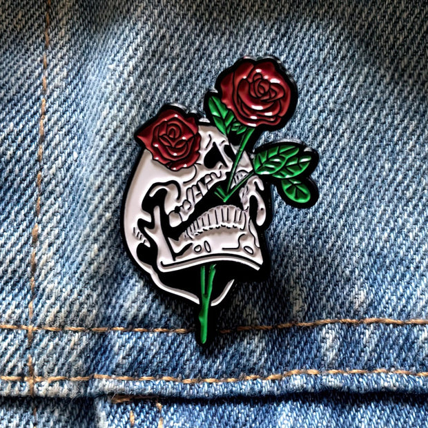 Death in Bloom Skull Enamel Lapel Pin