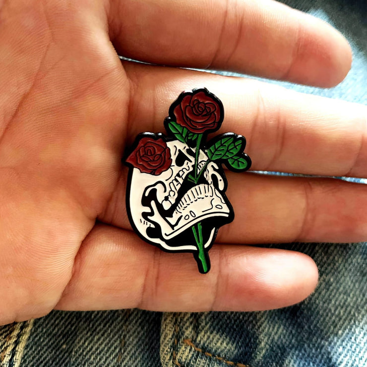 Death in Bloom Skull Enamel Lapel Pin