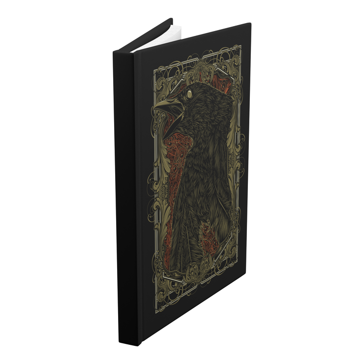 Death of a Crow Hardcover Writing Journal - Black Notebook with Filigree Frame Artwork - Crow Design - Gothic-Themed Stationery - Perfect for Writing and Sketching - Stylish Black Hardcover - Ideal Gift for Writers and Artists