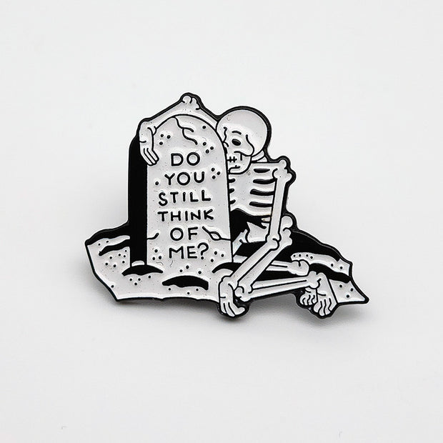 "Do You Still Think of Me?" Tombstone Enamel Lapel Pin