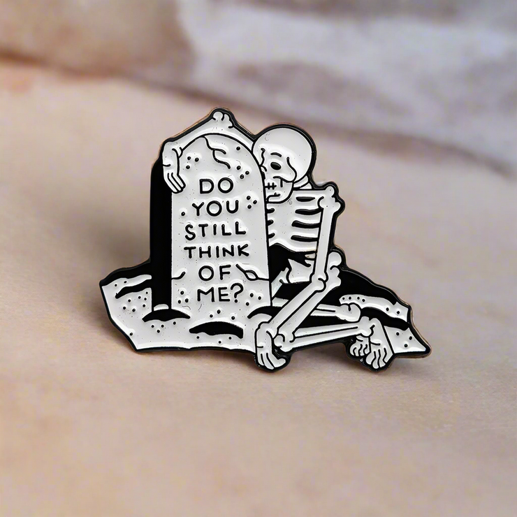 "Do You Still Think of Me?" Tombstone Enamel Lapel Pin