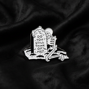 "Do You Still Think of Me?" Tombstone Enamel Lapel Pin