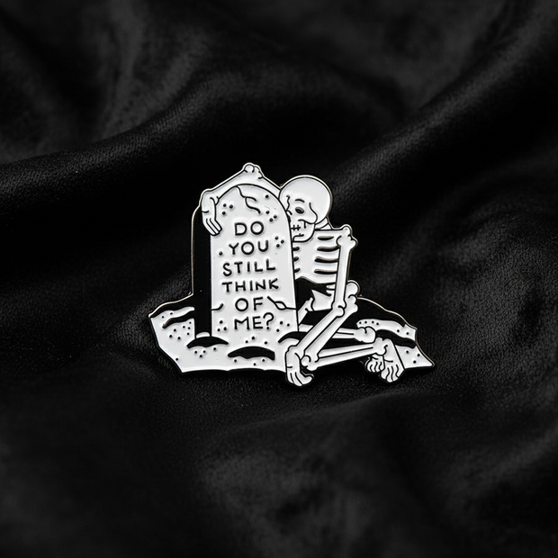"Do You Still Think of Me?" Tombstone Enamel Lapel Pin