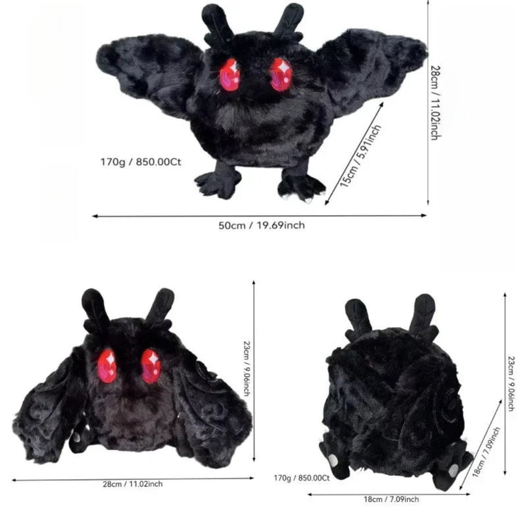 Dread Mothman Cryptid Plush Toy - 11-Inch Tall Furry Soft Polyester Toy - Cuddly Creature from West Virginia Folklore - High-Quality with Embroidered Details - Perfect for Cryptid and Folklore Fans