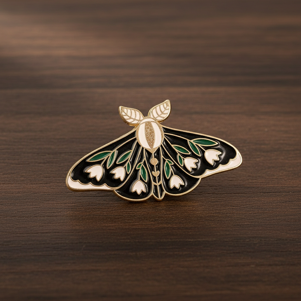 Floral Moth Enamel Lapel Pin